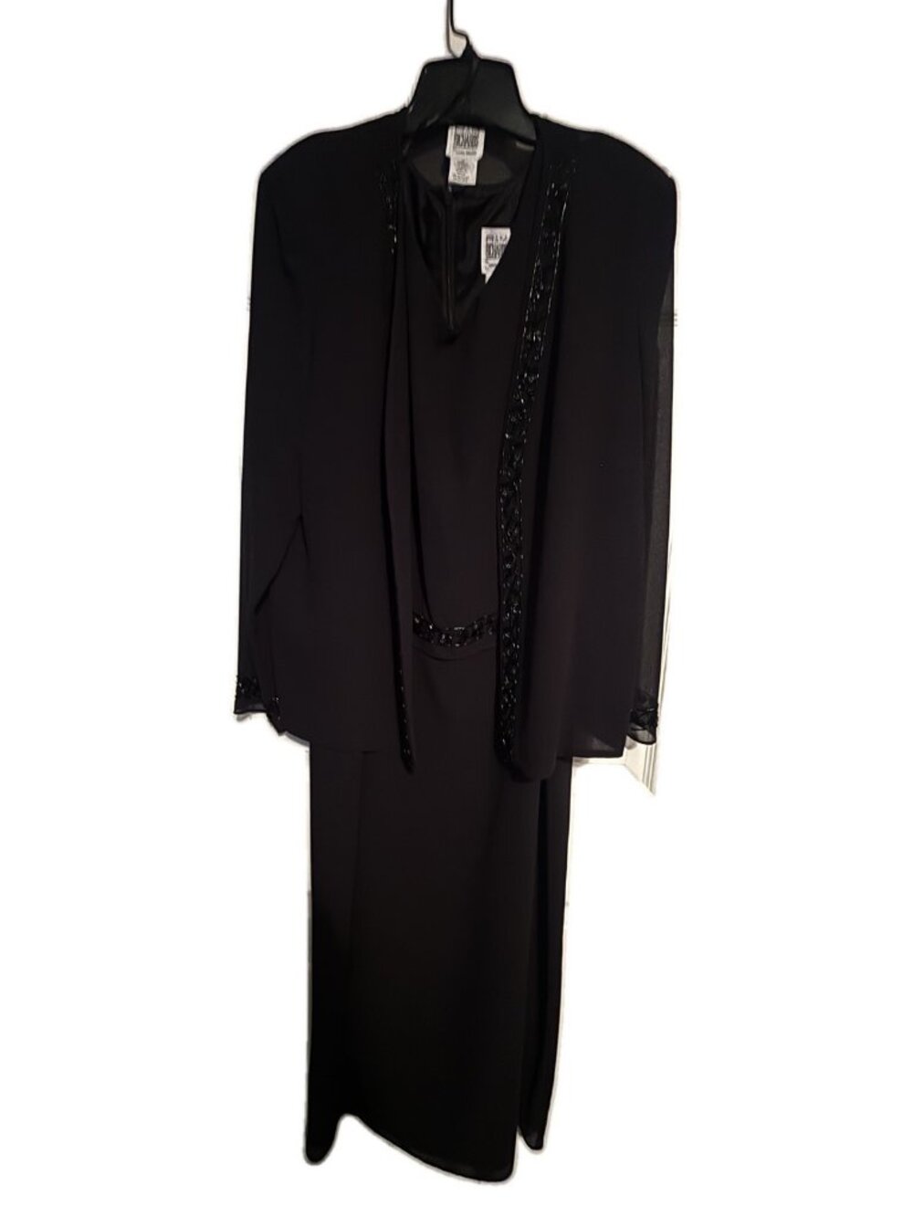 R&M Richards Black Beaded Jacket Dress Set 14